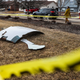 Pieces of an airplane engine from Flight 328 sit scattered in a neighborhood on February 20, 2021 in Broomfield, Colorado.